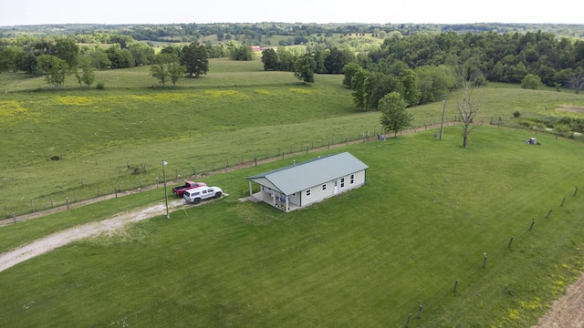 drone / aerial view with a rural view