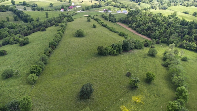 birds eye view of property featuring a rural view