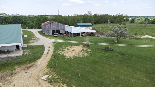 drone / aerial view with a rural view