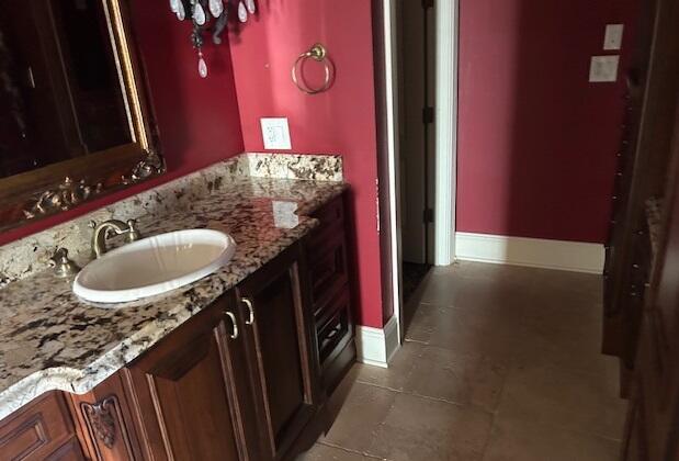 bathroom featuring vanity and tile patterned floors