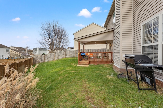 view of yard with a deck