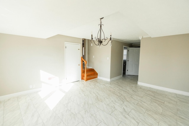 interior space with a chandelier