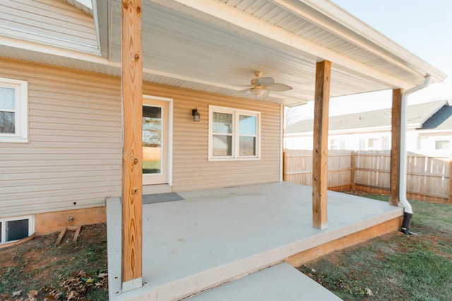 view of patio / terrace featuring ceiling fan