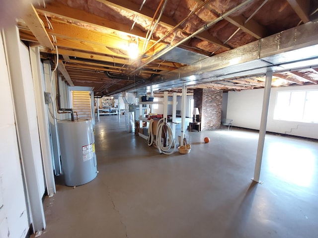 basement with water heater