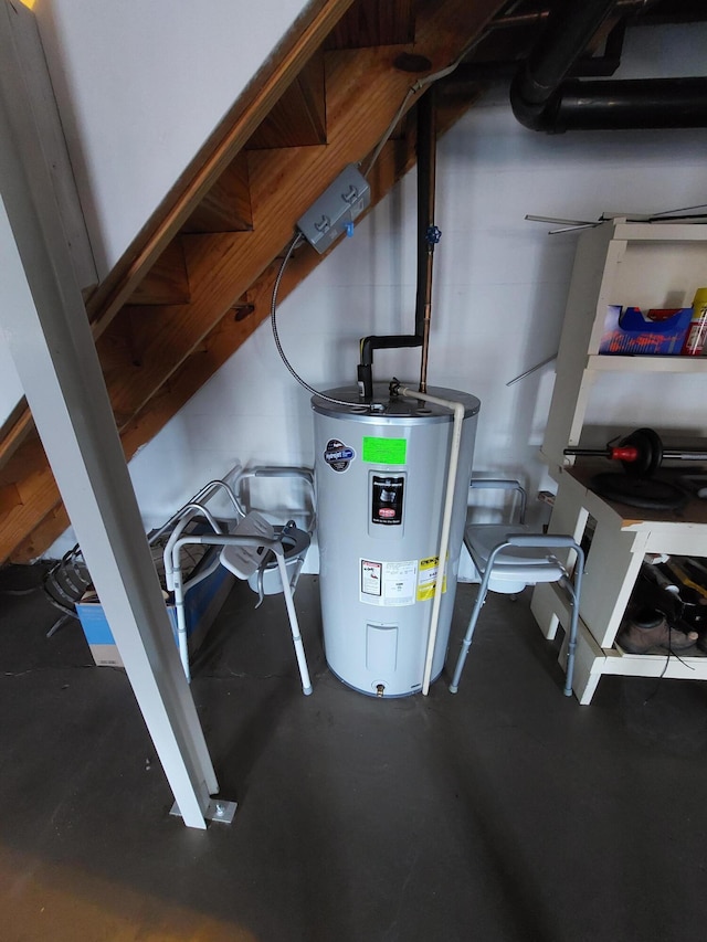 utility room with electric water heater