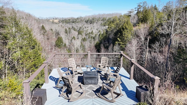 deck with a view of trees