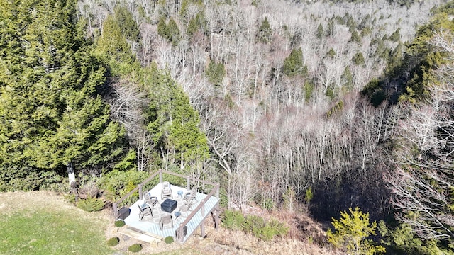 bird's eye view featuring a view of trees