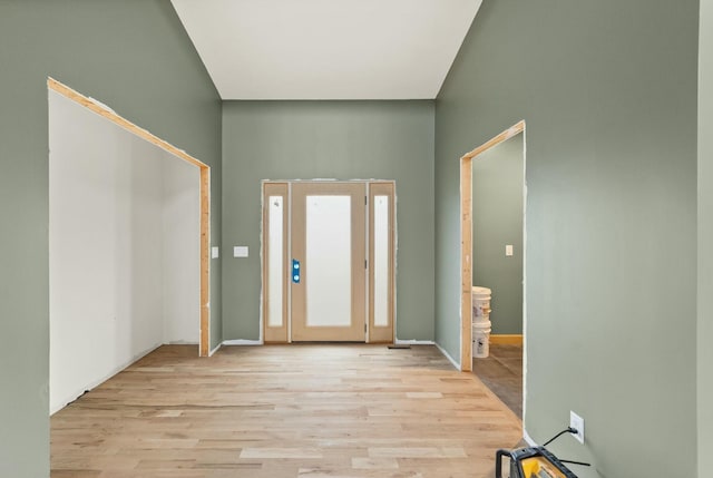 foyer with light wood-type flooring