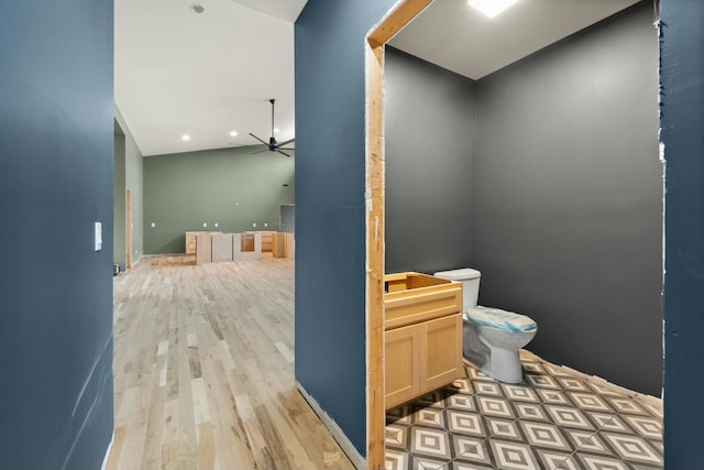 330 Duncan St, Somerset, KY 42501 - bathroom with a ceiling fan, toilet, and wood finished floors