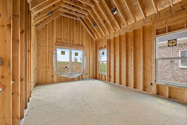 misc room featuring high vaulted ceiling