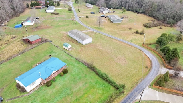 aerial view featuring a rural view