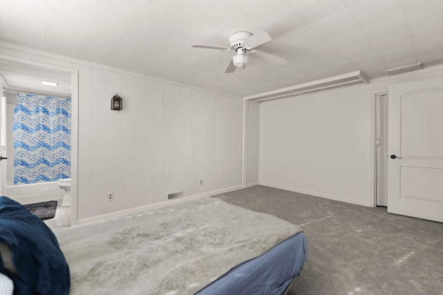 bedroom with carpet flooring and ceiling fan