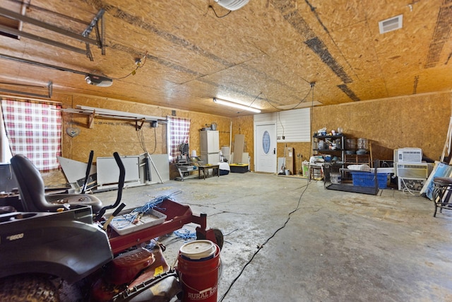 garage with a garage door opener