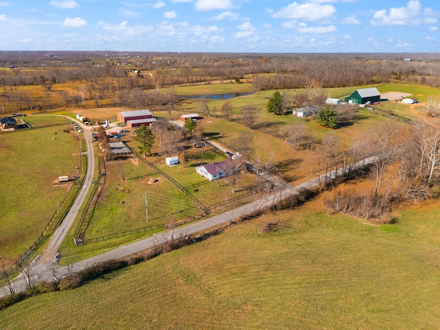 aerial view featuring a rural view