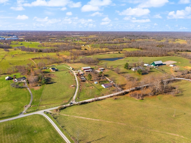 drone / aerial view with a rural view