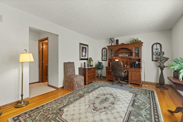 home office featuring light hardwood / wood-style flooring