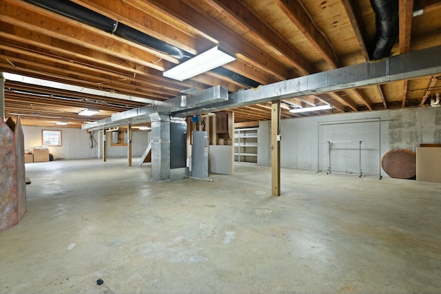 basement featuring water heater