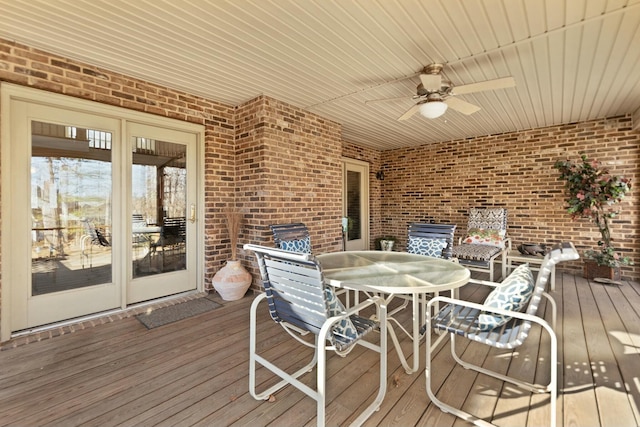 wooden terrace with ceiling fan