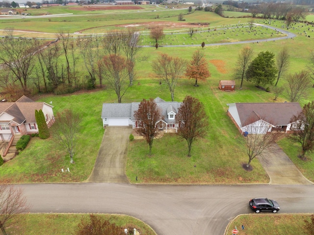 aerial view featuring a rural view