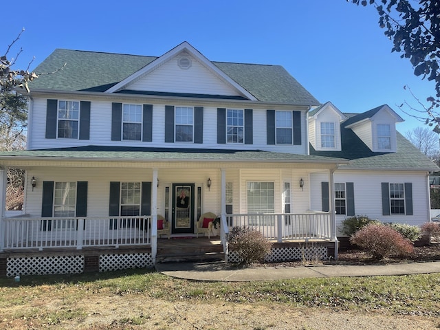 view of front facade featuring covered porch