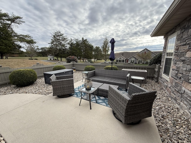 view of patio with an outdoor living space