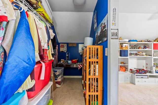 spacious closet featuring carpet flooring