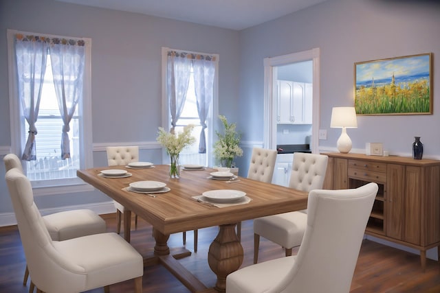 dining room with dark hardwood / wood-style floors