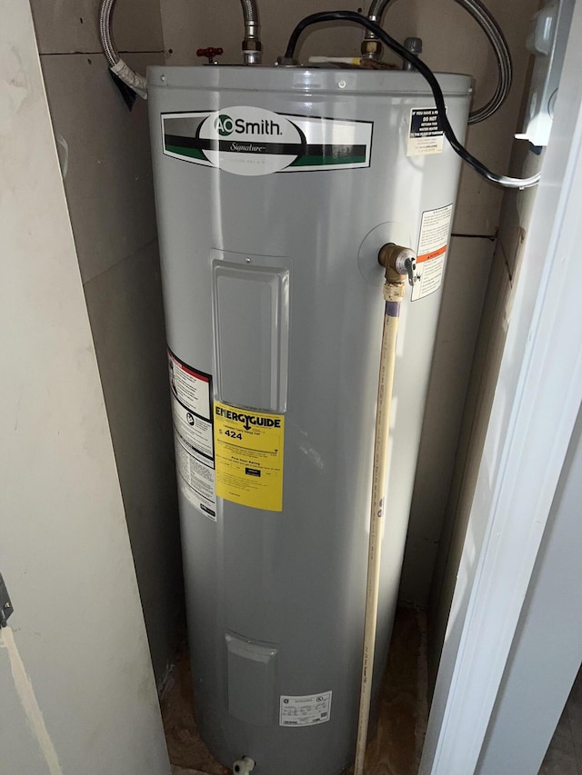 utility room with water heater