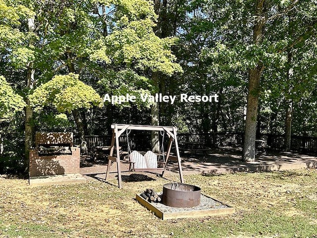 view of yard with a playground