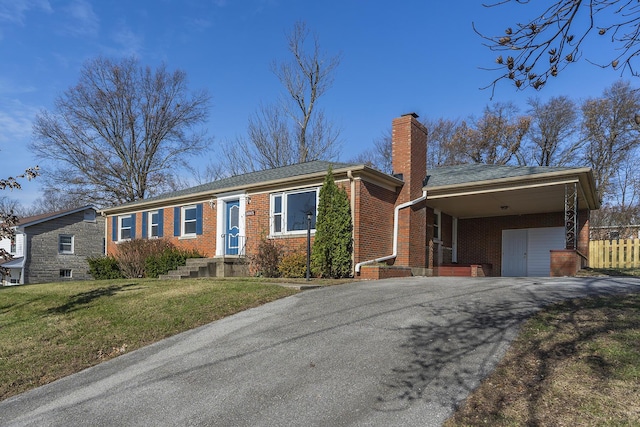 single story home with a carport and a front yard