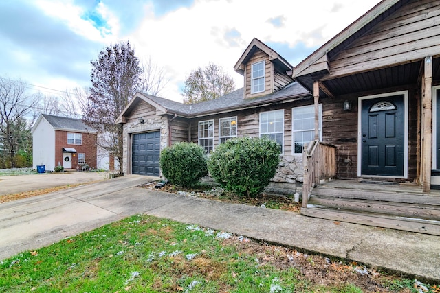 view of front of property with a garage