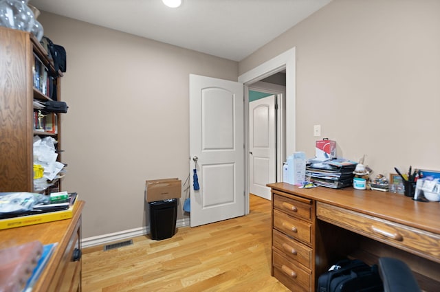 home office featuring light hardwood / wood-style floors