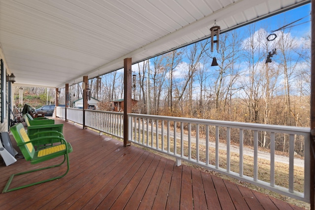 wooden terrace with covered porch