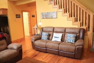 living room with hardwood / wood-style floors