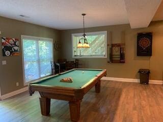 playroom featuring hardwood / wood-style flooring and pool table