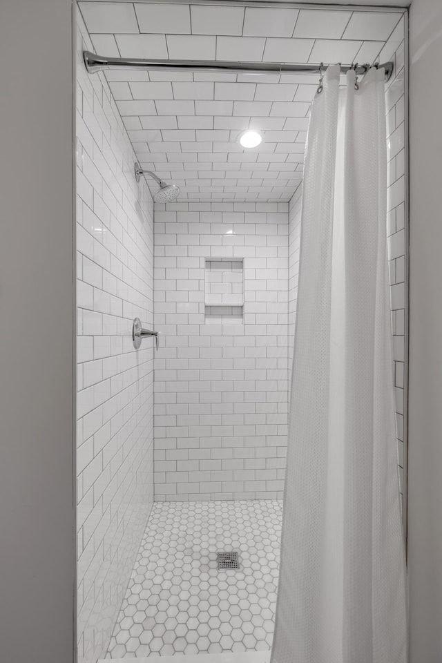 bathroom featuring a shower with shower curtain