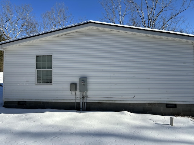 view of snowy exterior