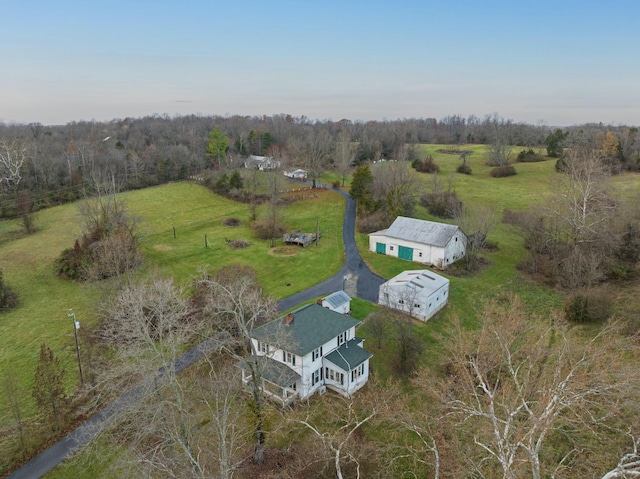 aerial view featuring a rural view