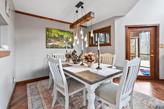 dining room with dark wood-type flooring