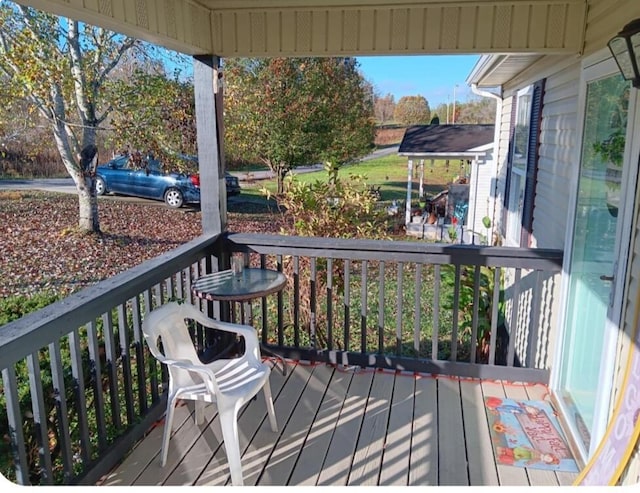 deck with a porch