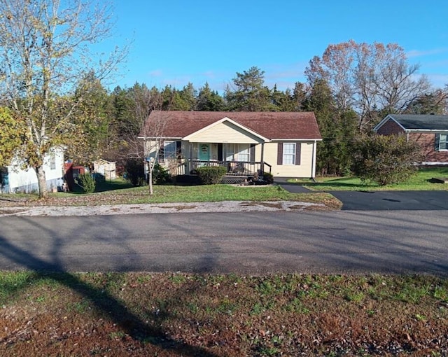 view of front facade with a porch and a front lawn