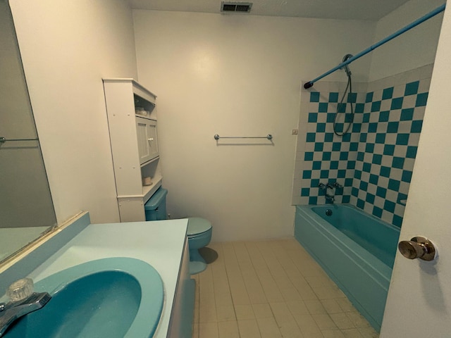 full bathroom with tile patterned floors, toilet, sink, and bathing tub / shower combination