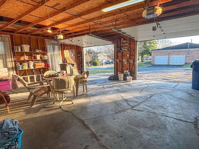 garage with a garage door opener