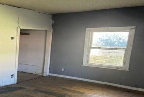 unfurnished room with wood-type flooring