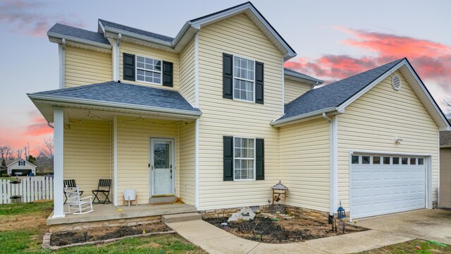 front facade with a garage