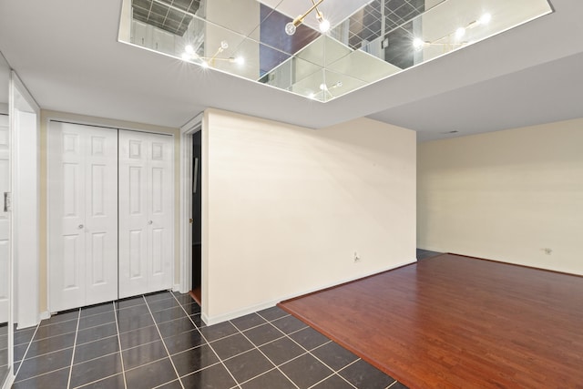 interior space with dark wood-type flooring