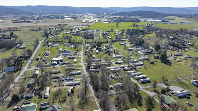 birds eye view of property featuring a mountain view