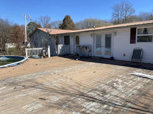 deck featuring french doors