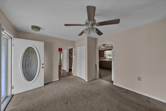 interior space with ceiling fan and a healthy amount of sunlight