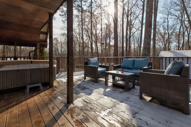 wooden deck with an outdoor hangout area